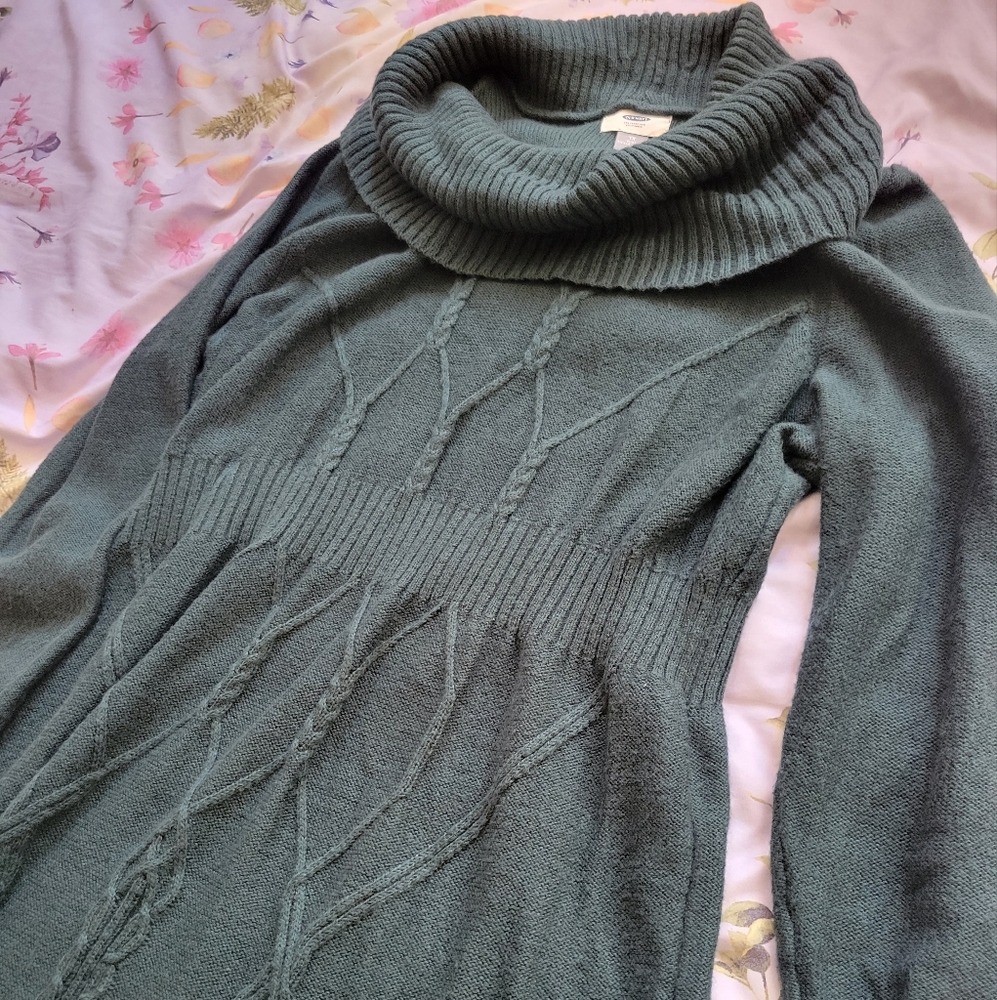 Old Navy Green Cable Knit Turtleneck Sweater Dress Size 1X